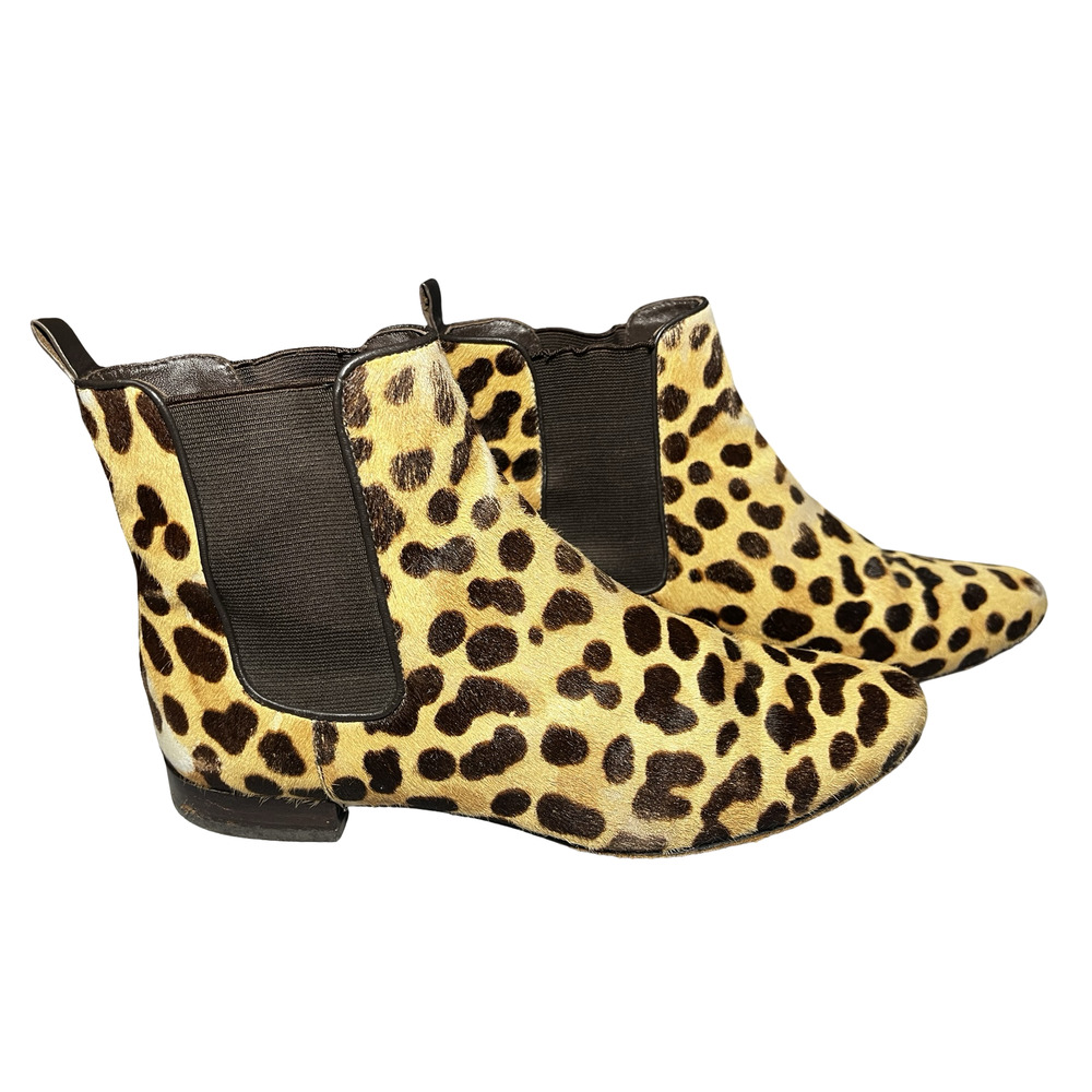 Tory Burch Boots Leopard Print Pony Hair Chelsea Ankle Boots 7 Mobwife Glam
